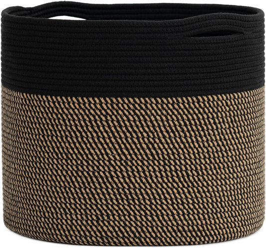 INDRESSME Large Baskets Storage Organization for Blanket Home Décor,Woven Laundry Baskets for clothes, Towel, Nursery Toy Storage Bin, 15.8"x15.8"x13.8"