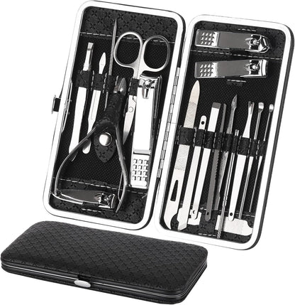 Manicure and Pedicure Kits, 19 Pieces Stainless Steel Nail Clippers Professional Manicure Set Nail Care Tools with Travel Case