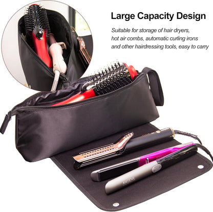 ANGENIL Large Curling Iron Bag, Heat Mat for Hair Tools Travel Bag 2 in 1 with Heat Mat for Hair Curler, Hair Straightener Brush and Hot Air Brushes, Hot Tool Bag Accessories Organizer for Women
