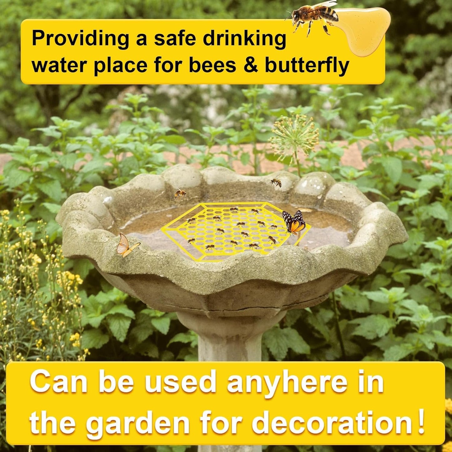 letesult 4 Pack Floating Bee Island, 7.1 Inch Bee Watering Station, Bee Bath Bee Drinking Station Bee Waterer and Butterfly Water Stations Butterfly Feeders for Outdoors Thirsty Pollinators Feeding