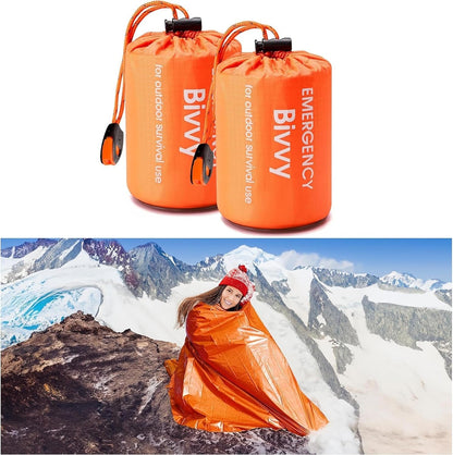 Emergency Sleeping Bags for Survival, with Whistle, Portable Bivy Sleeping Bag Waterproof Blanket for Camping Hiking and Other Outdoor Activities