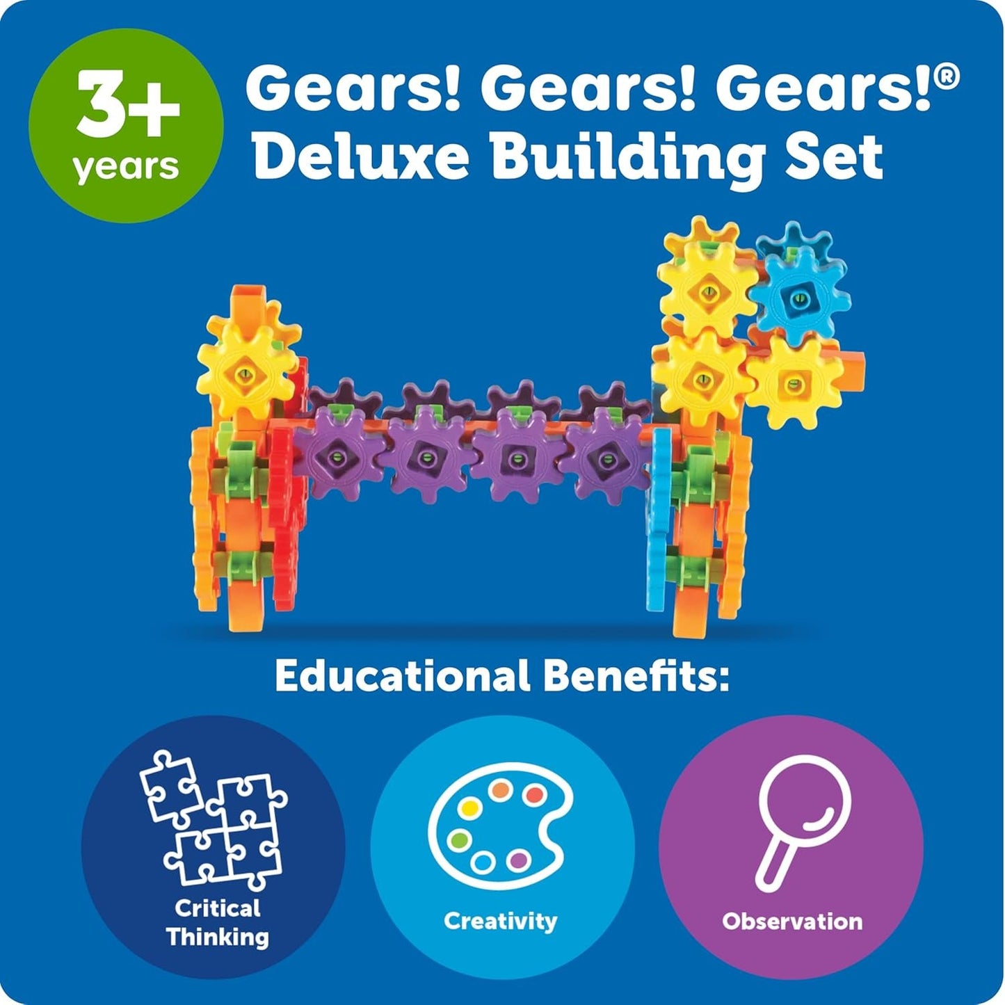 Learning Resources Gears! Gears! Gears! 100-Piece Deluxe Building Set, STEM Construction Toy Set, Puzzle, 100 Pieces, Ages 3+