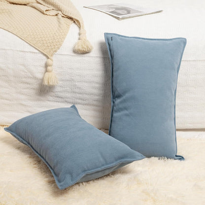 Snylcce Set of 2 Cushion Covers 30 x 50 cm Ice Blue Chenille Elegant Design Soft Luxury Decorative Cushion Covers for Sofa, Bed and Home Decor