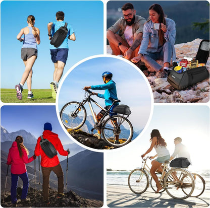 WOTOW Bike Reflective Rack Bag, Water Resistant Bicycle Rear Seat Pannier Cargo Trunk Storage Cycling Carrier Chest Bag with 8L Capacity Multi Pocket Taillight Loop for Commuter Outdoor Traveling