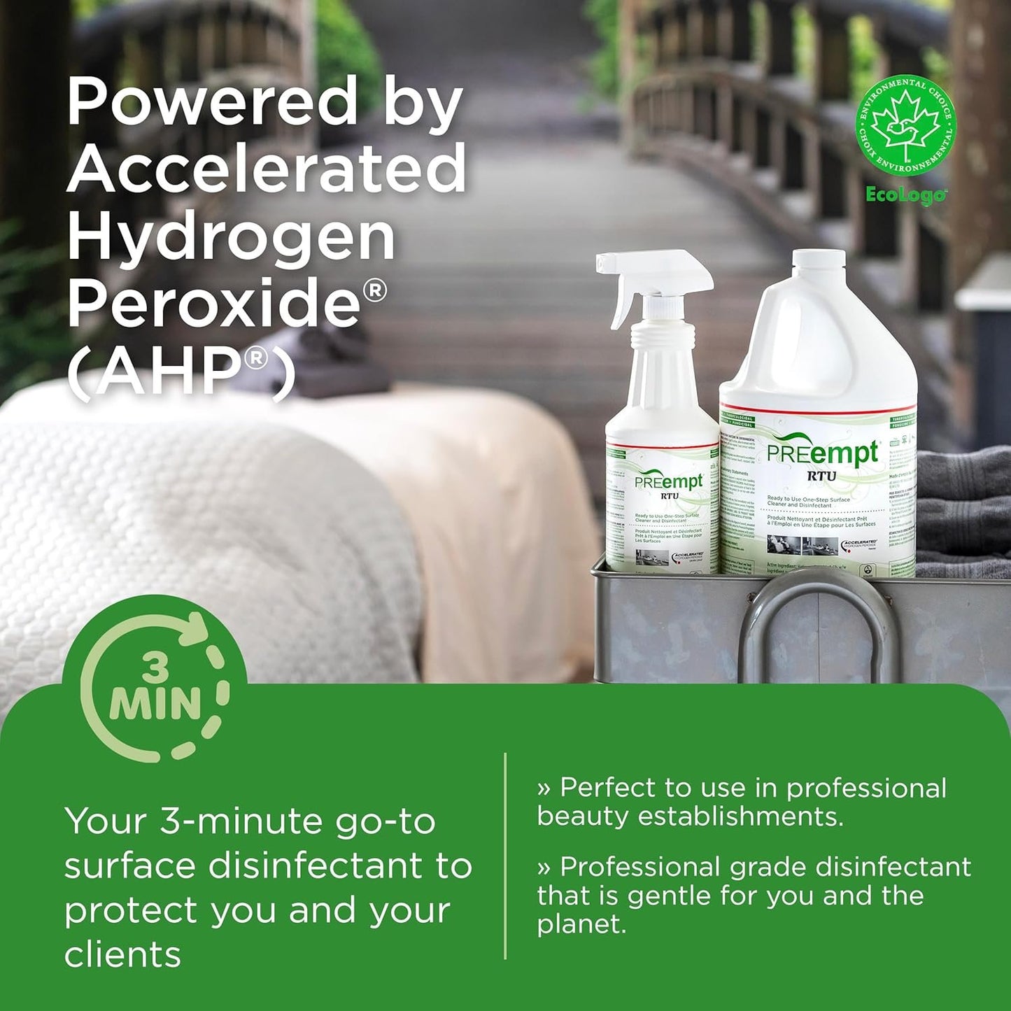 PREempt Ready-To-Use One Step Disinfectant Cleaner - All Purpose Disinfectant for Salons, Spas, Clinics, Studios - 1L (1 Bottle)