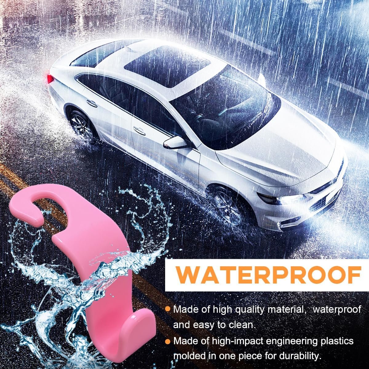 povtii 4PCS Car Seat Headrest Hook, Auto Back Seat Hanging Storage Organizer, Vehicle Seatback Hanger Holder for Purse Handbag Coat Umbrella, Universal Interior Car Accessories (Dark Pink)