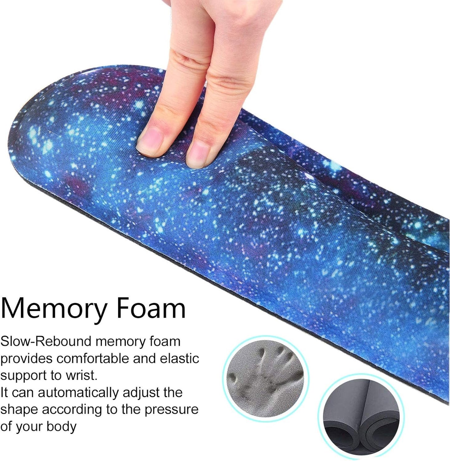 Wrist Rest for Computer Keyboard and Mouse Pad Support Memory Foam Set Easy Typing and Wrist Pain Relief Ergonomic Lightweight Anti-Skid Wrist Cushion for Office Gaming Laptop Mac (MPH-KM39)