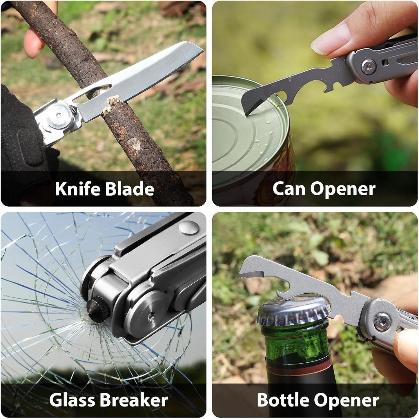 TACTIMAN 9-in-1 Multi Tool, Pocket Knife, Multitool Folding Knife for Camping Hiking Survival Fishing, Stainless Steel Lockable Multitool Knife Saw Scissors Bottle Opener Wire Stripper Glass Breaker
