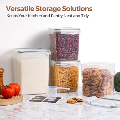 ComSaf Flour Cereal Storage Containers Set of 3 (5.2L/166oz) (2.5L/78oz*2), Large Airtight Food Storage Containers with Lids, Plastic Canisters Sets for Kitchen, Pantry Organizers for Rice and Baking