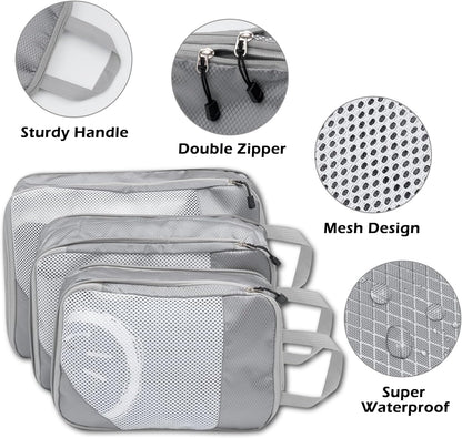 Suitcase Organizer Compression Packing Expandable Travel Suitcase Organizers, Grey 3 Pieces