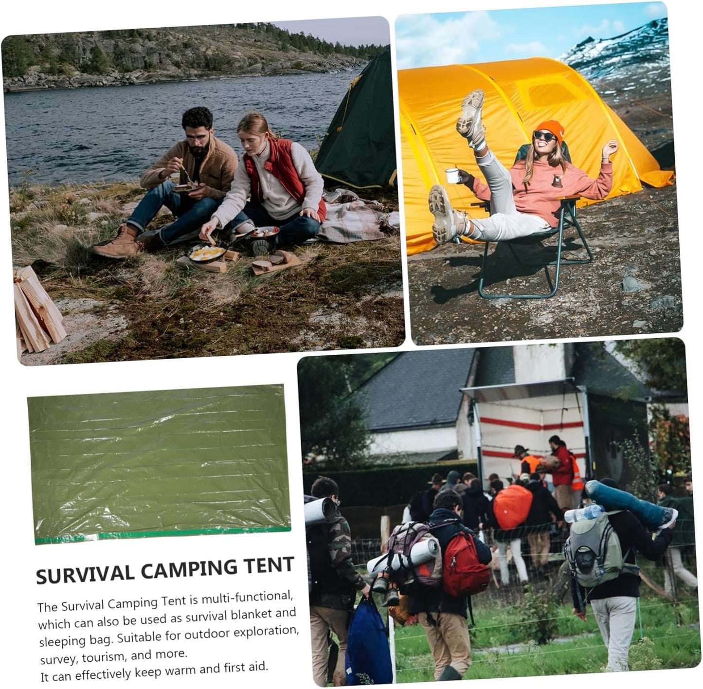 Generic Survival Camping Tent Emergency Thermal Blanket Multi Purpose Outdoor Survival Gear for Hiking Camping Lightweight Compact Design Essential for Emergency Preparedness