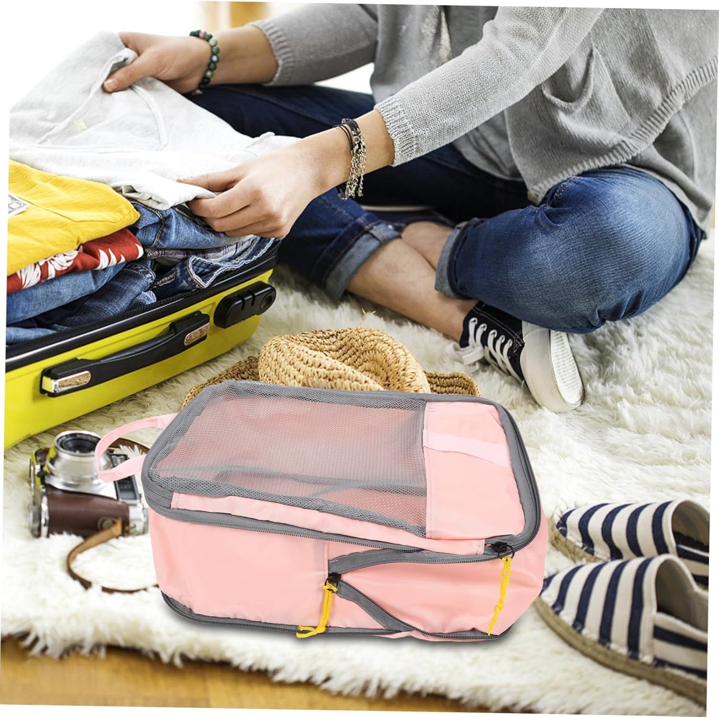 LIFKOME 3pcs Travel Packing Cubes Lightweight Compression Storage Bags for Clothes Shoes and Accessories Travel Organizers for Easy Identification and Organization Luggage