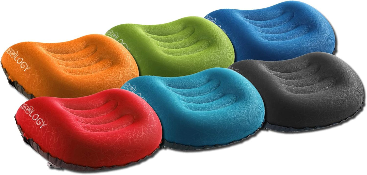 TREKOLOGY Aluft 2.0 Travel Pillow - Inflatable Neck Pillow for Airplane, Car, Camping - Lightweight & Compact - Ergonomic Support for Backpacking & Outdoor