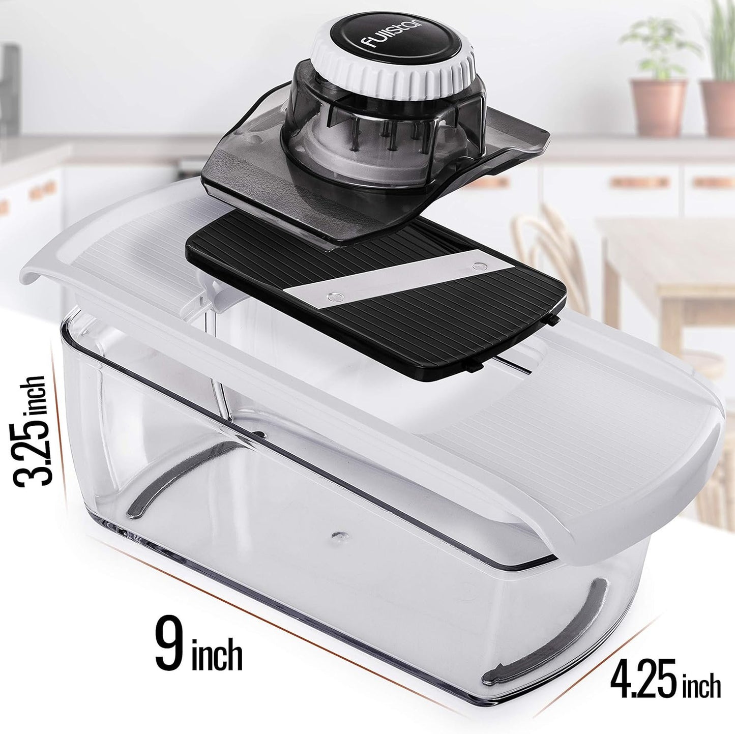 Mandoline Slicer for Kitchen - Mandoline Food Slicer - Veggie Julienne Cutter & Cheese Grater - Potato Veg Slicer - Kitchen Tools & Gadgets (6-in-1 White)