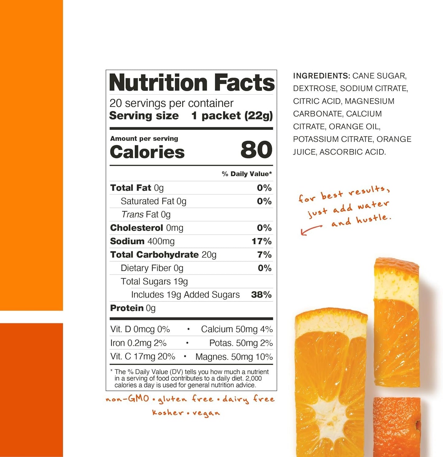 SKRATCH LABS Hydration Packets Hydration Drink Mix |Electrolyte Powder Developed for Athletes and Sports Performance | Orange (20ct) Gluten Free, Vegan, Kosher