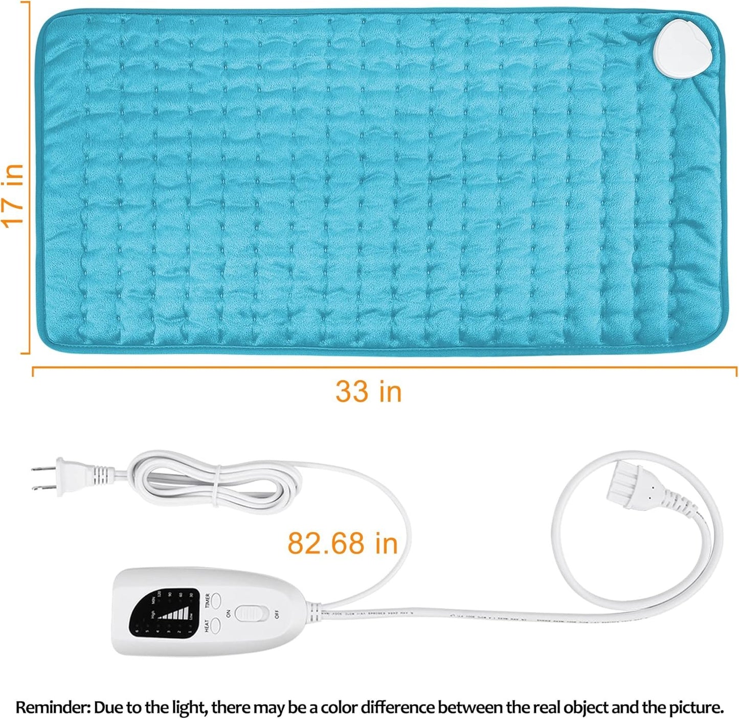 Heating Pad, Electric Heating - Electric Heat Pad with Multiple Temp & Timer Settings, Auto Off(Blue, 33‘’×17‘’)