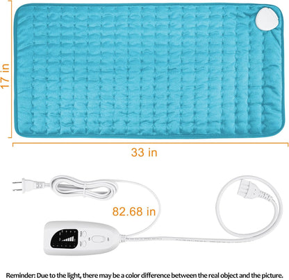 Heating Pad, Electric Heating - Electric Heat Pad with Multiple Temp & Timer Settings, Auto Off(Blue, 33‘’×17‘’)