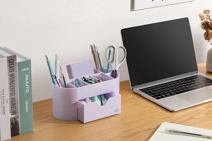 Lavender Desk Organizer for Office Supplies and Desk Accessories - Pen Holder Desktop Organization for Room College Dorm Home School (White Lavender)