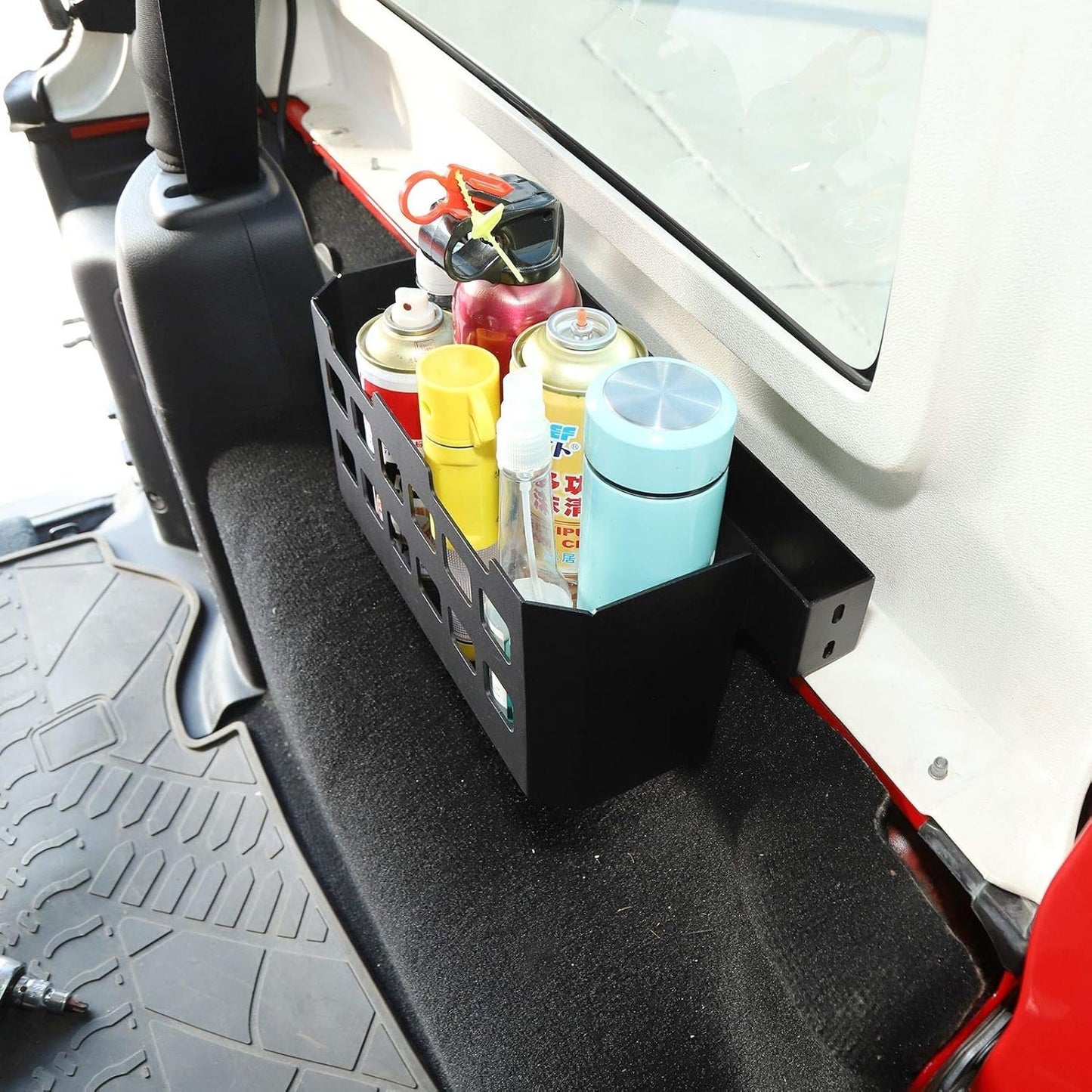 Rear Molle Panel Trunk Side Cargo Rack Shelf Organizer Storage Tray Basket Metal Cargo Holder for Jeep Wrangler TJ JK JL