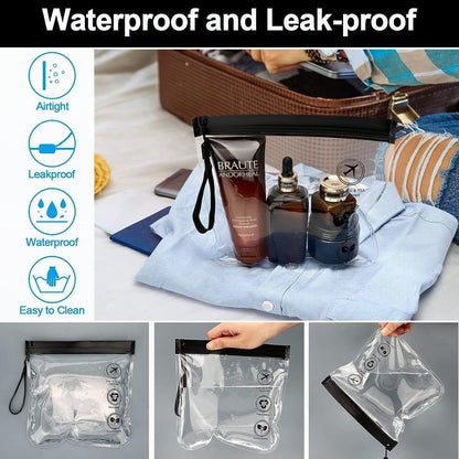 2/4 Pack TSA Approved Clear Travel Toiletry Bag - H HOME-MART Leakproof Airport Security Liquid Bag 20 x 20cm, Travel Accessories Makeup Essentials Clear Tsa Approved Travel Toiletry Bag for Men Women