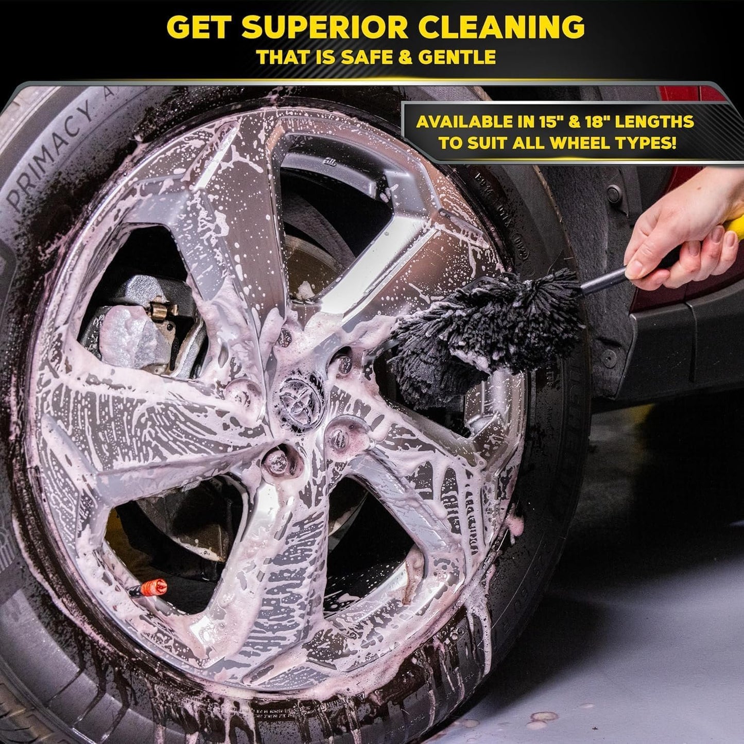 MEGUIAR'S X1902EU Microfibre Wheel Brush – Car Cleaning – Safe, Without Risk of Scratches, Durable Handle – Medium Size