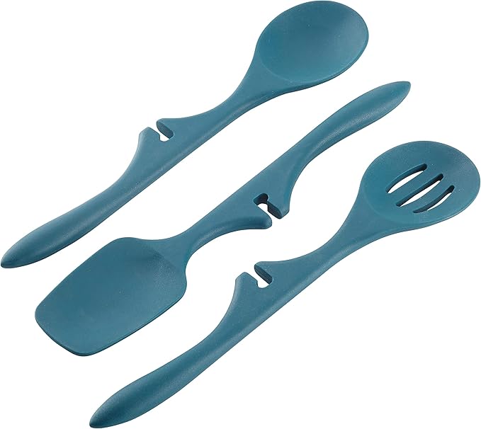 Rachael Ray Kitchen Tools andRachael Ray Kitchen Tools and Gadgets Nonstick Utensils/Lazy Spoonula, Solid and Slotted Spoon, 3 Piece, Marine Blue Gadgets Nonstick Utensils/Lazy Spoonula, Solid and Slotted Spoon, 3 Piece, Marine Blue