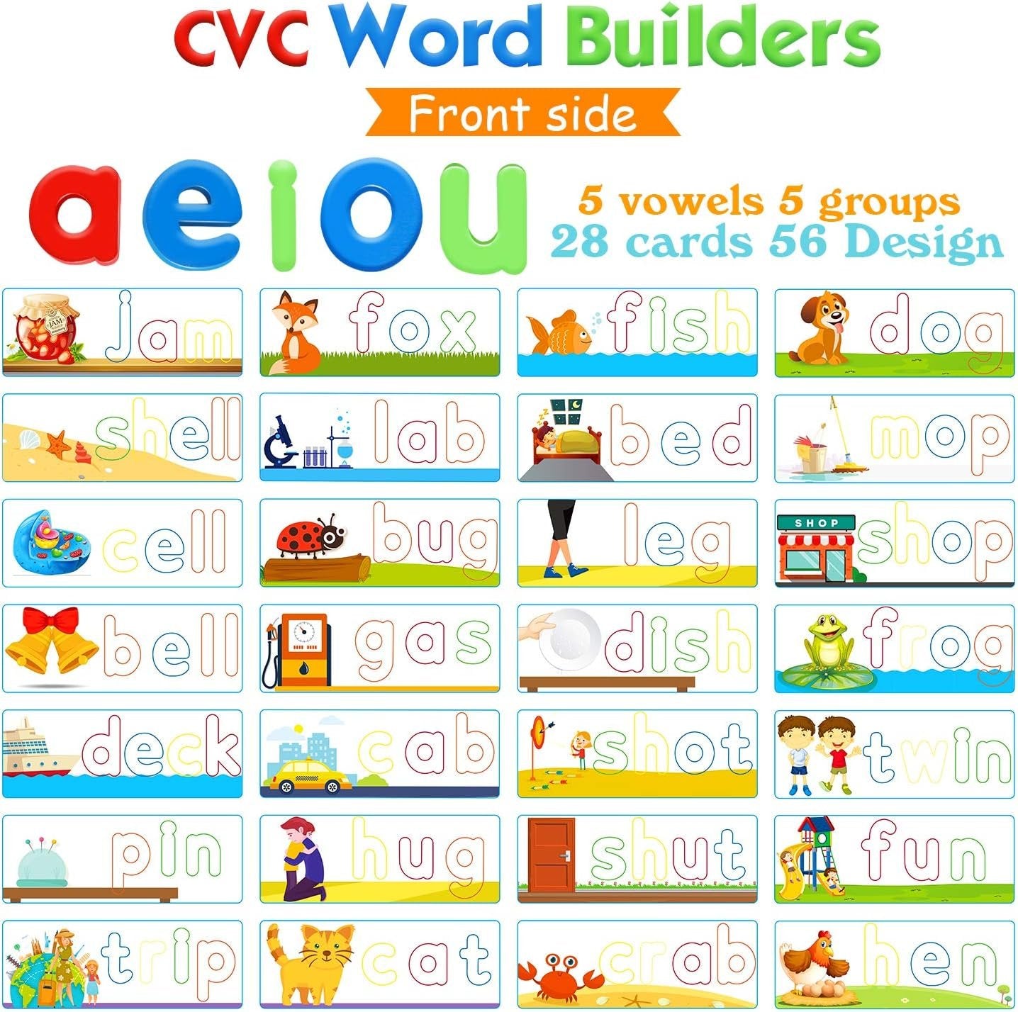 SpringFlower See & Spell Learning Educational Toys for 3 4 5 6 Years Old Boys and Girls, Preschool Learning Activities, Montessori Matching Letter Puzzle Game,CVC Word Builders for Kids,80PCS