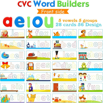 SpringFlower See & Spell Learning Educational Toys for 3 4 5 6 Years Old Boys and Girls, Preschool Learning Activities, Montessori Matching Letter Puzzle Game,CVC Word Builders for Kids,80PCS