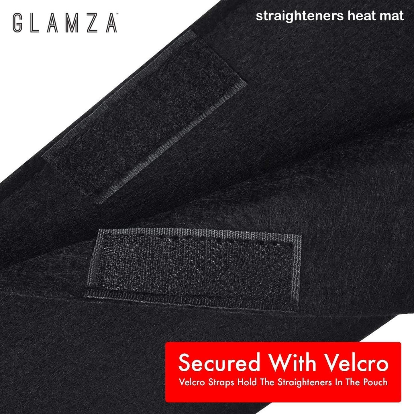 Glamza Hair Mat with Storage Bag Made of Heat Resistant Safety Felt - Ideal for Home and Travel - Black