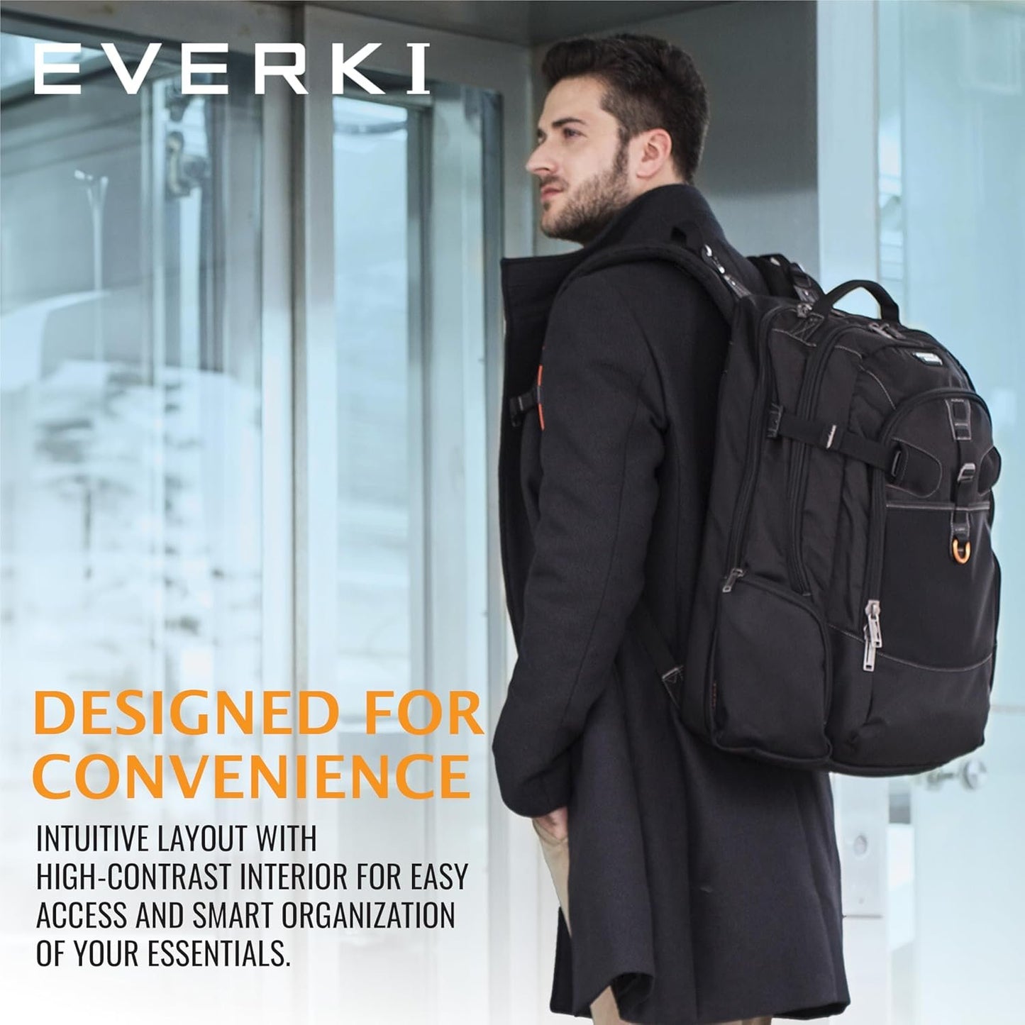 EVERKI Business 120 EKP120 18.4 Inch Laptop Backpack, Ideal for Large Laptops, Workstations and Gaming, Organizer Compartments, Padded Shoulder Straps, Water Resistant