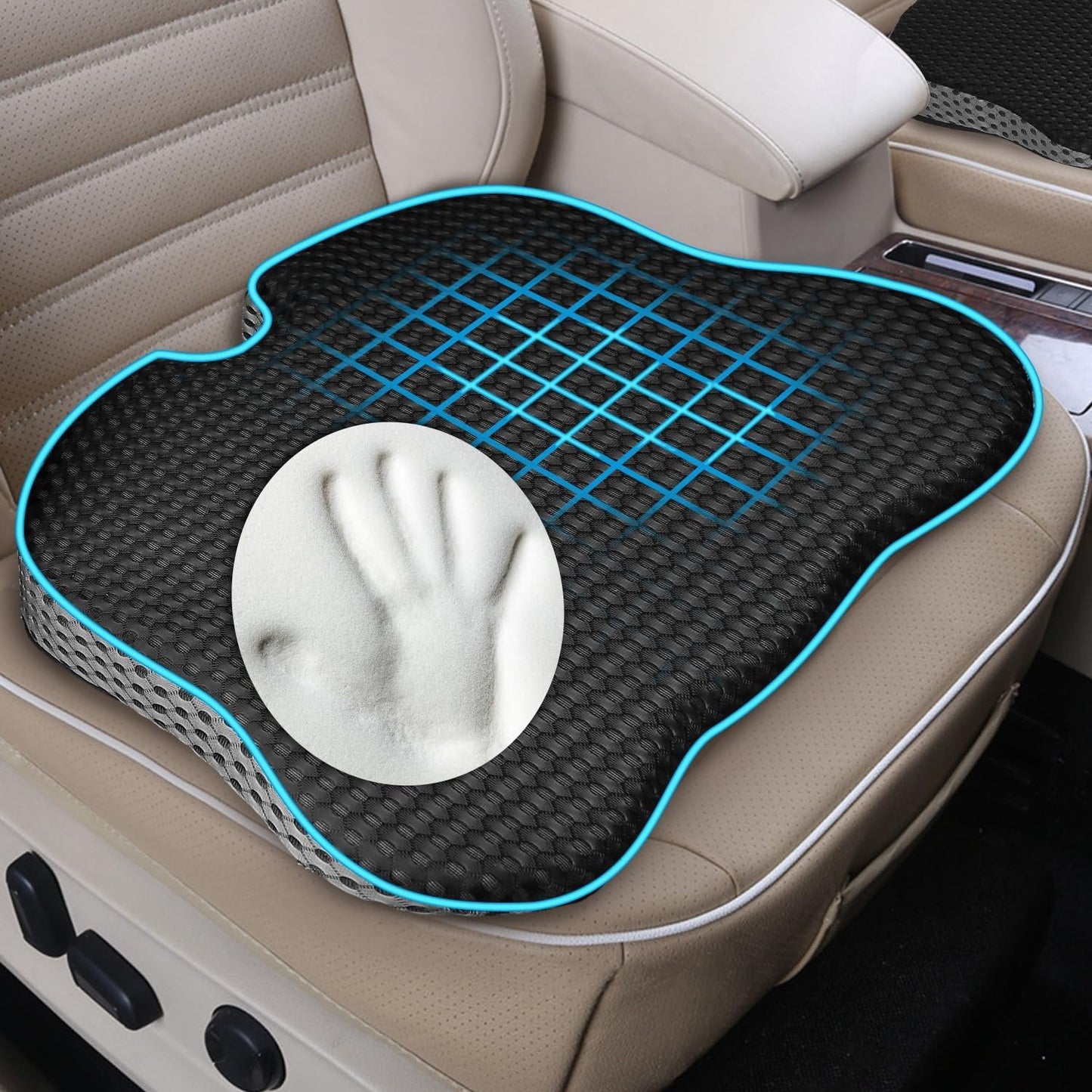 Car Seat Cushion for Driving,Office Chair Cushions Non-Slip Sciatica & Lower Back Tailbone Support Chair Pillow Pad,Memory Foam Seat Cushion for Car Seat Driver Truck Desk Wheelchair