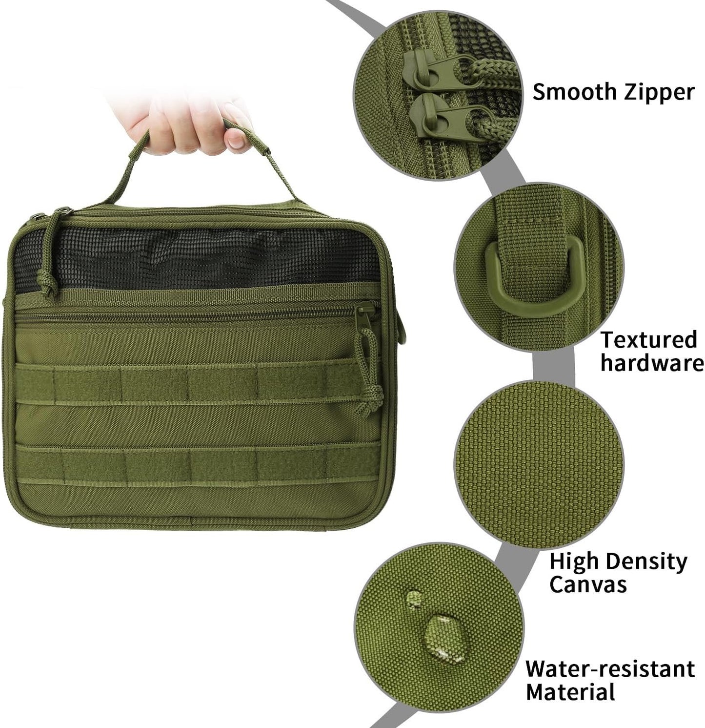 SMONT Tactical Toiletry Bag for Men, 9.5" Hanging Dopp Kit Shaving Hygiene Bag for Traveling Bathroom, Green, Multifunctional
