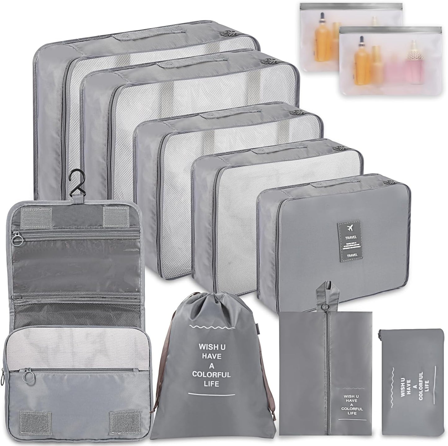 WECUTE 11 Piece Suitcase Organizer, Travel Suitcase Organizer, Travel Suitcase Organizer, Travel Organizer, Travel Organizers Set (Grey)