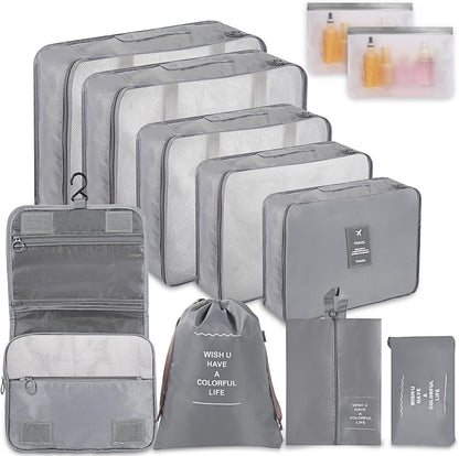 WECUTE 11 Piece Suitcase Organizer, Travel Suitcase Organizer, Travel Suitcase Organizer, Travel Organizer, Travel Organizers Set (Grey)