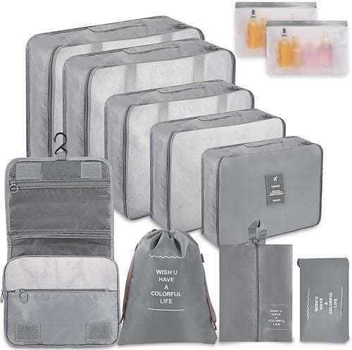 WECUTE 11 Piece Suitcase Organizer, Travel Suitcase Organizer, Travel Suitcase Organizer, Travel Organizer, Travel Organizers Set (Grey)