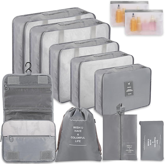 WECUTE 11 Piece Suitcase Organizer, Travel Suitcase Organizer, Travel Suitcase Organizer, Travel Organizer, Travel Organizers Set (Grey)