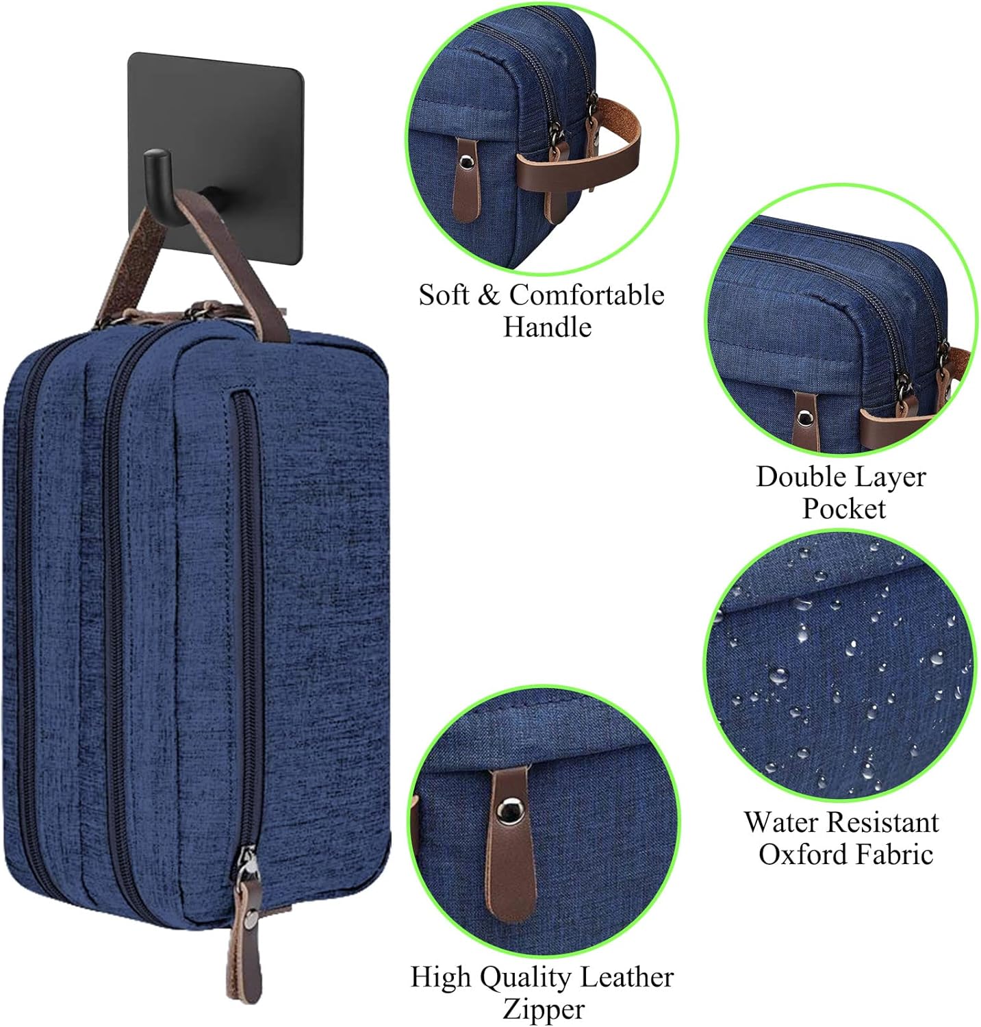 Ogetok Travel Toiletry Bag for Men, Water Resistant Shaving Bag, Portable Lightweight Toiletry Organizer Bag,Large Capacity Toiletry Storage Bags with Handle for Toiletries Cosmetics Accessories,Blue