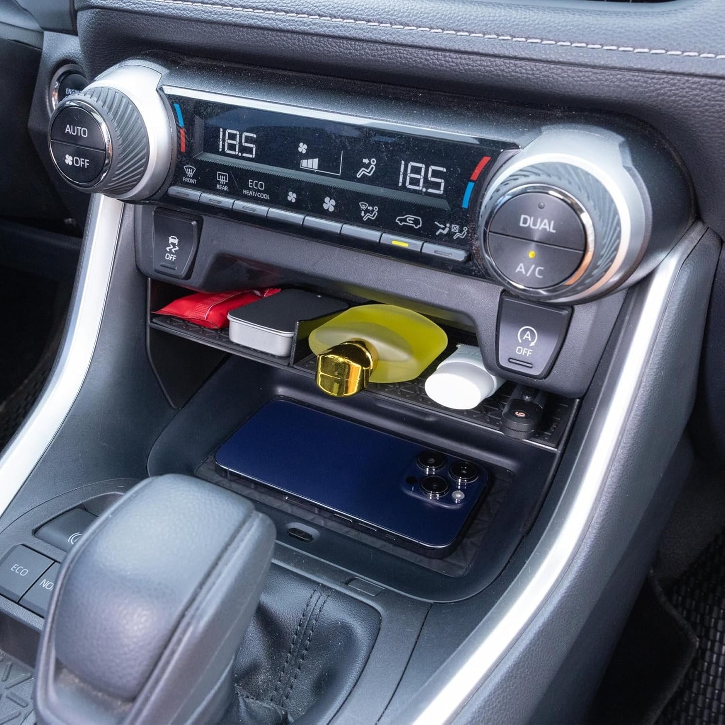 2PCS Center Console Organizer Compatible with 2019-2024 2025 Toyota Rav4 Interior Accessories, Gear Shift Storage Tray Secondary Box Insert Divider