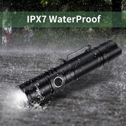 Handheld Tactical Flashlight - 2000 Lumen Super Bright Tactical Torch 5 Light Modes IPX7 Waterproof Powerful Flashlights for Outdoor Camping Hiking Emergency