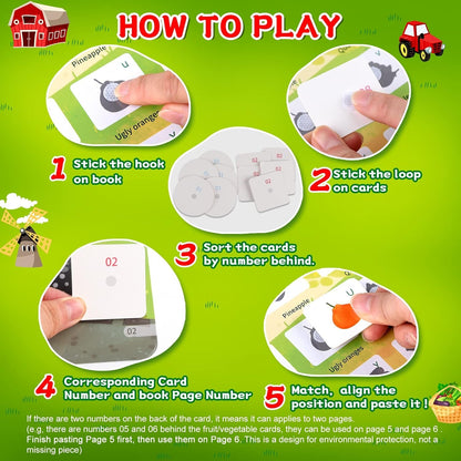 ASTARON Educational Montessori Toys Farm Busy Book for Toddler, 10 Themes Preschool Sensory Learning Toys, Kids Birthday Gift, Airplane Car Travel Activities for Toddlers
