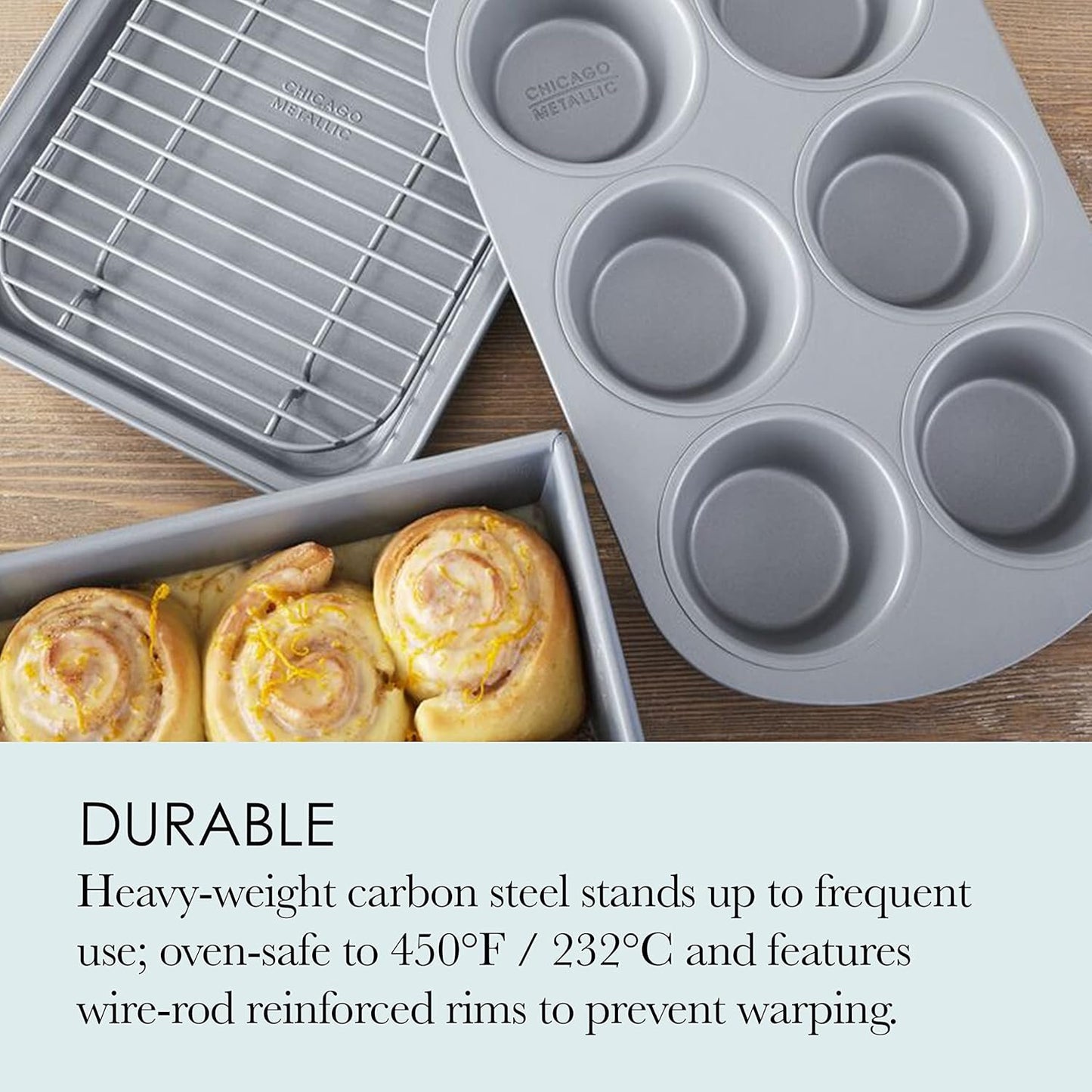 Chicago Metallic 8044 Non-Stick Toaster Oven Set, 4-Piece