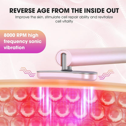 Dermal-Tech Advance 360 4-in-1 Facial Skincare Wand | Red Light Therapy for Face and Neck | Face Massager & Microcurrent Facial Device | Rose Gold