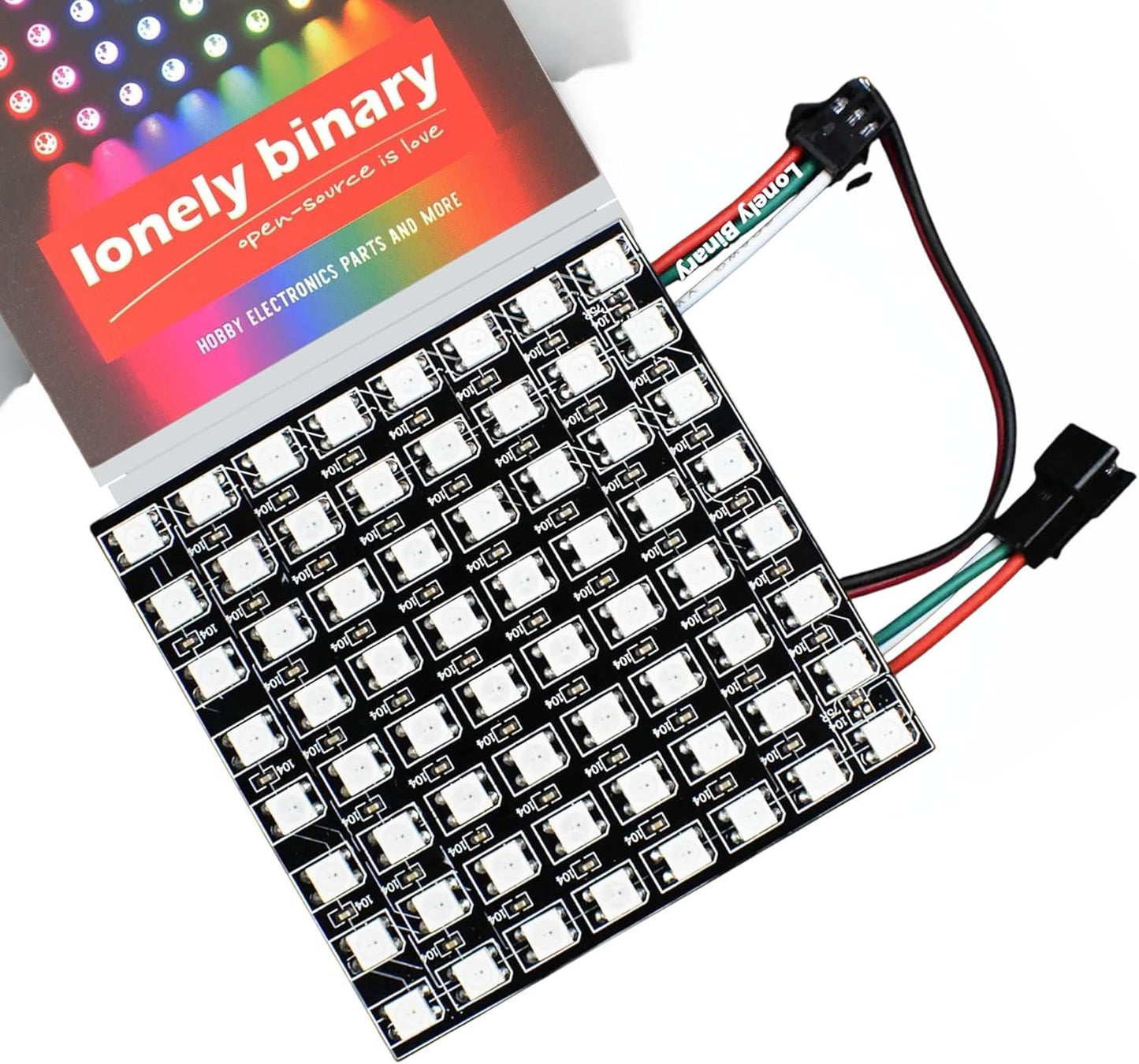 Lonely Binary 8x8 WS2812B RGB LED Matrix â€“ 64 Individually Addressable LEDs, Programmable Panel for Arduino, ESP32, Raspberry Pi, DIY Lighting Projects (8x8 RGB LED Matrix (64 Pixels))