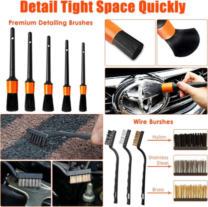 Car Detailing Kit Interior Cleaner, 17Pcs Car Cleaning Supplies with High Power Portable Car Vacuum, Detailing Brush Set, Windshield Cleaner, Orange Car Accessories for Women Men Teens Kids