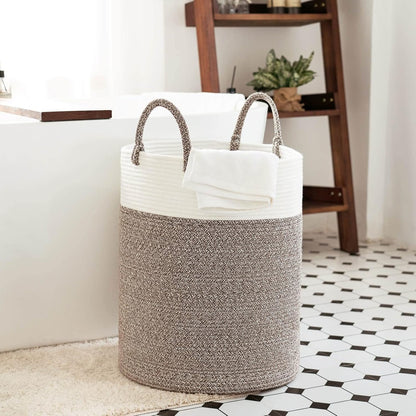 INDRESSME Extra Large Laundry Basket,Woven Laundry Hamper with Handles,Baskets Storage Organization for Blanket Home Décor,Tall Rope Storage Basket for Towels, Pillows,16 x 20 inches