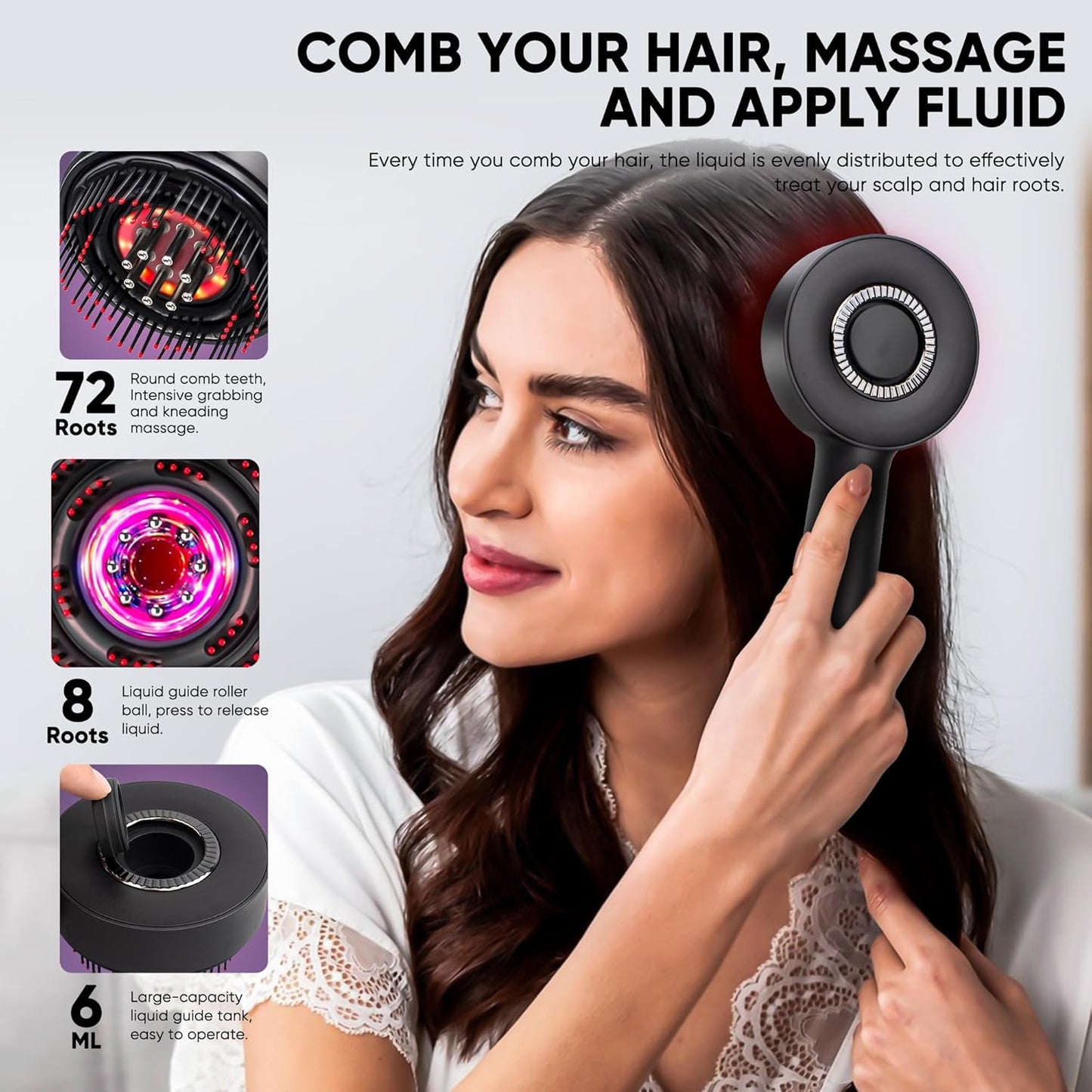 Upgrade 3 in 1 Hair Oil Applicator,Electric Hair Brushes for Hair Growth,Oil Applicator Scalp Massager,IPX7 Waterproof Electric Scalp Massager