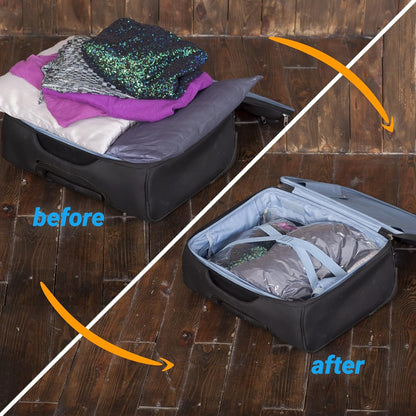 8 Space Saver Bags, No Vacuum Needed, Roll-Up Compression Packing, Travel Essentials, for Suitcases