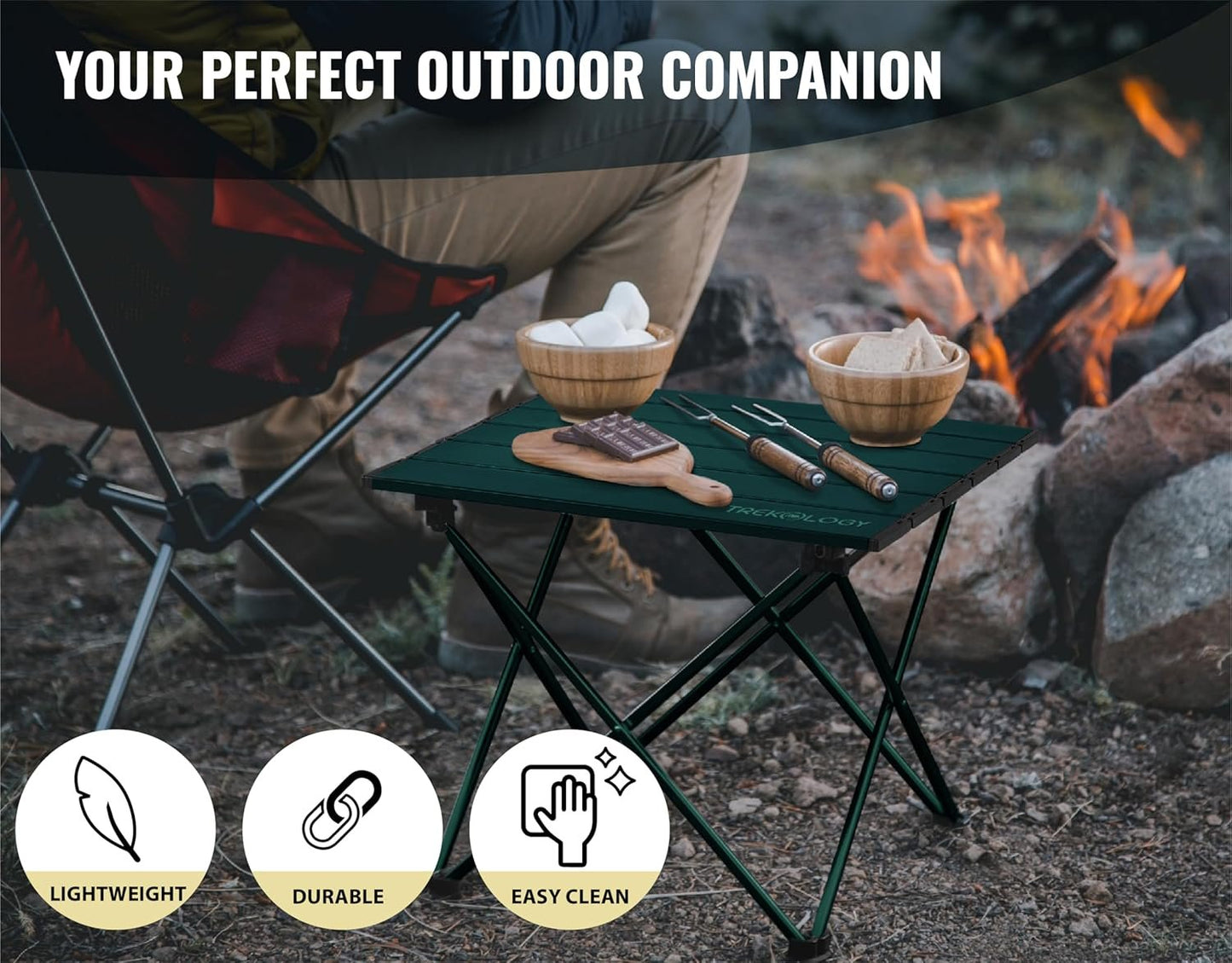 TREKOLOGY Portable Camping Table â€“ Lightweight Aluminium Folding Table with Carry Bag for Outdoor, Picnic, Beach, Hiking, BBQ, and Travel â€“ Compact & Sturdy Design