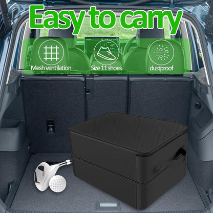 2 Layer Golf Trunk Organizer Large Waterproof Car Golf Locker with Separate Ventilated Compartment Versatile Trunk Organizer for Balls, Tees, Clothes, Gloves (Black)