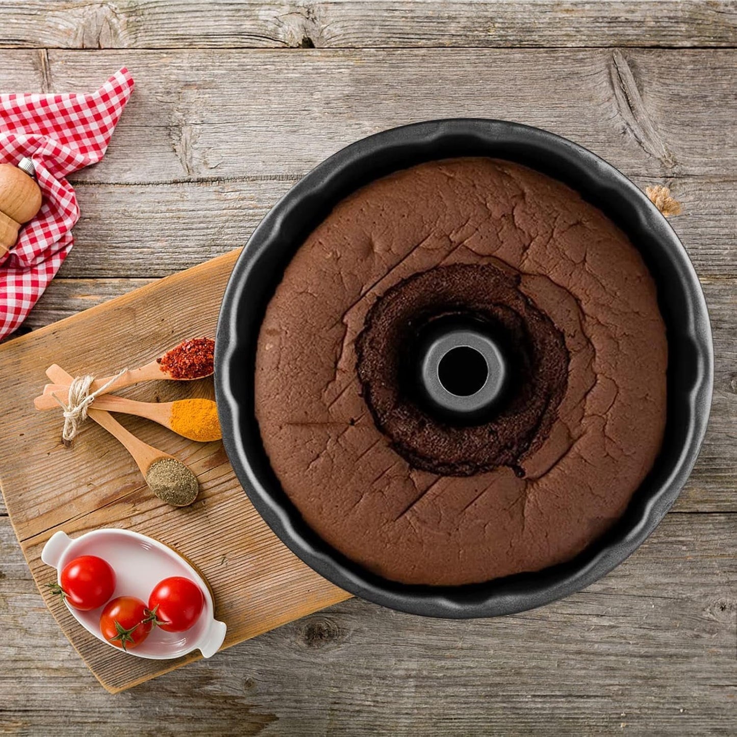 Cake Pans, 9.5'' 10'' Non-Stick Fluted Cake Pan, Heavy Duty Carbon Steel Tube Pan Baking Mold, Perfect Bakeware for Bavarois, Brownie, Jello, Flan, Meatloaf,Pudding (10'')